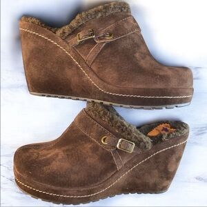 Rocket Dog Chocolate Brown Size 5 Vintage Suede Women's Wedge Clogs Y2k Mule